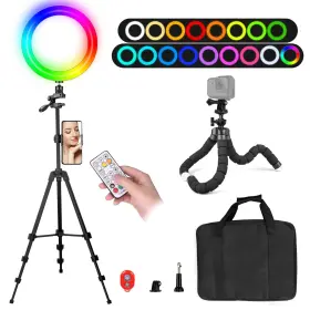 Emart 810038370088 10 Inch Ring Light With 55 Extendable Tripod Stands 16 Colors Rgb Camera