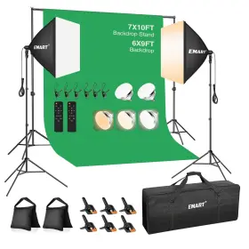 Em-bs710sb60-0609gn Emart Photography Lighting Kit 7 X 10 Ft Backdrop Stand With 6 9 So