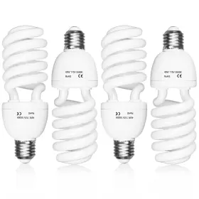 Em-bulb45-4 Emart Full Spectrum Light Bulb 4 X 45w 5500k Spiral Cfl Daylight For Photogr