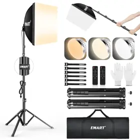 Em-sbk1616-2br Emart Softbox Lighting Kit 16 Inch X16 Soft Box 3000k-6000k 85w Led Bulbs With Remote