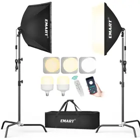 Em-sbk5070-2knwj Emart Softbox Lighting Kit 20 Inch X28 Soft Box Light With 6.7ft C Stand Ligh