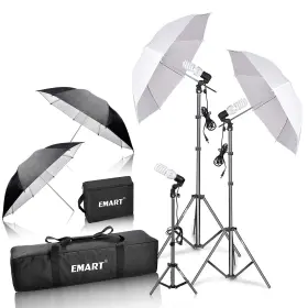 Em-ulk45 Emart Umbrella Photography Lighting Kit 200/700w Bulbs Soft Light Continuous Refle