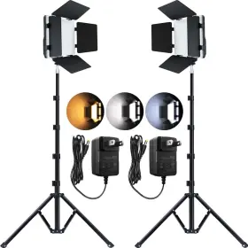 Enterprise Limited 313018929967 2 Pack Bi Color 20w Led Video Light And Stand Kit Panel 62 Inch Tri
