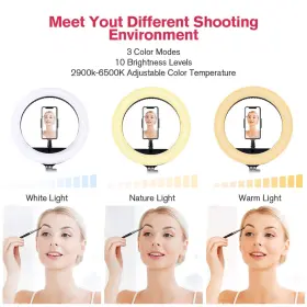 Eoto Light 754970034403 18 Inch Led Ring With Tripod Stand Dimmable Makeup Selfie Fo #2