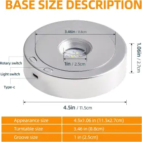 Eustuma 711181939927 Rotating Led Display Base Colorful Light Crystal Stand Sui #2