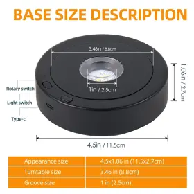 Eustuma 751501794744 Rotating Led Display Base Colorful Light Crystal Stand S #2