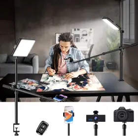 Evershop 313051621682 Ultra Bright Ring Light With Overhead Phone Camera Mount-desk Clamp Key Fo