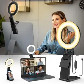 Evershop 445028912981 Ring Light For Laptop Desk Clip On Small Computer Video Conference Ligh