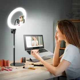 601b-1 Evershop Desk Ring Light For Video Conference - 10 Inch Lighting 10inch Black