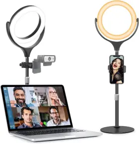 Evershop 764595981853 Ring Light With Stand For Desk Laptop Computer Video Conference Black