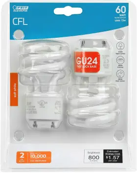 B00jxpqn4u Feit Electric Bpesl13t/gu24/2 13w Twist Soft White Gu24 Base Cfl Bulbs 2-pack