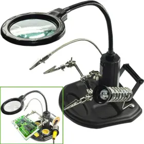 Feita 744110363203 Led Light Helping Hands Magnifier Station - 2.5x/4x Lighted Heavy Base Mag