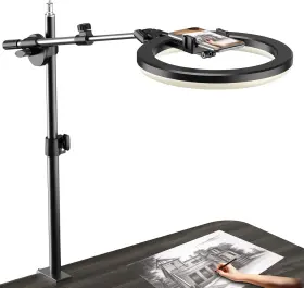 Dt100 Flaurentz 445021838899 Ring Light With Stand And Phone Holder Overhead Mount For Re