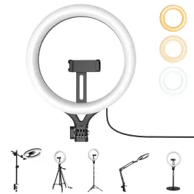 Dt100-l Flaurentz 11ftft Dimmable Ring Light With Phone Holder Led Circle Usb Powered 3 L