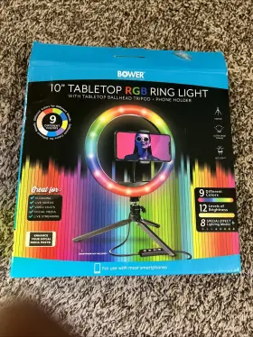 Rbg10tt Fodoto -rbg10tt 10 Led Table Top Ring Light Bicolor Dimmable Tripod Stand - Never Used Usb