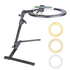 Fonrest 725683695014 2 In 1 Desktop High Angle Shot Phone Mount With 10-inch Dimmable Led Ring Fil