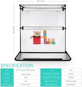 Fositan 680577494756 Photo Box 24ftftx24ftftx24ftft Portable Studio Professional Light Bo #3