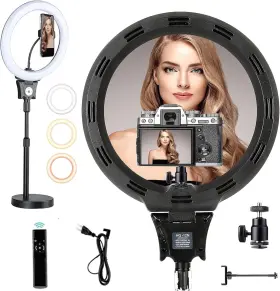 Foto&tech 707918626451 12 Inch Ring Light With Tabletop And Wireless Remote