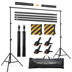 Bjj112 Fotocreat Backdrop Stand Kit 8.5x10ft Adjustable Photo Video Studio Background Ba