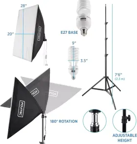 Spk10-026 Fovitec 2-light Fluorescent Studio Lighting Kit 20 Inch X28 Quick Setup Softboxes #3