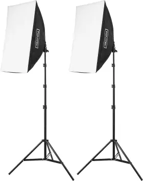Spk10-026 Fovitec 2-light Fluorescent Studio Lighting Kit 20 Inch X28 Quick Setup Softboxes