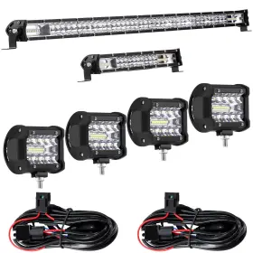Ck-frienda-18910 Frienda 8 Pcs 30 15 Inch Led Light Bar Kit With 4 Pods And 12 V Wir
