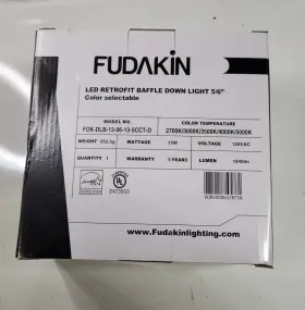 Fdk-dlb-12-06-19-40k-d Fudakin 5/6 Inch Baffle Down Light Retrofit 13w Dimmable Color Temp Changing New-15b #2