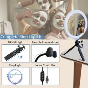 Fugetek 701806554673 12 Inch Desktop Ring Light With Phone Tripod Stand Mount Usb Powered #3