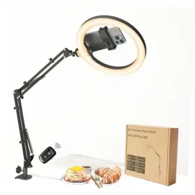 A026 Fzygravh 10 Inch Led Ring Light With Overhead Phone Stand Cri 95 1200lm Dimmable Lighting