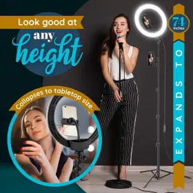 Gearlight 850021168001 10 Inch Ring Light Tripod With Leds Dual Phone Holders - For Makeup P #2