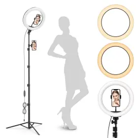 Gearlight 850021168001 10 Inch Ring Light Tripod With Leds Dual Phone Holders - For Makeup P