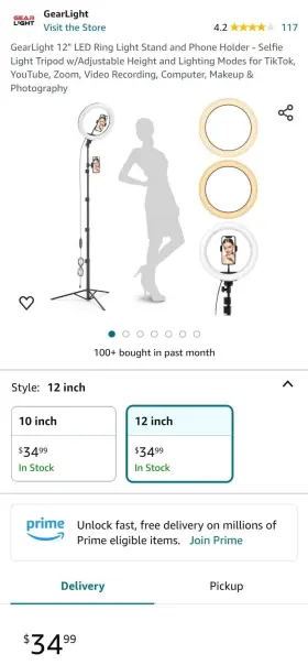 Gearlight 850021168100 12 Inch Led Ring Light Stand And Phone Holder - Selfielight Tripod #2