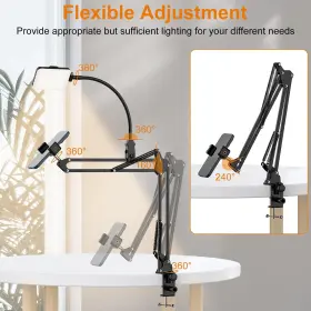 Gepege 767461380392 Overhead Phone Mount With 60 Led Portable Selfie Light And Holder For D #3