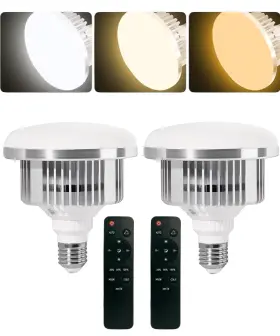 Gimaibugraff Gm-85 2 Pack 85w Led 2700-6500k Photography Light Bulb Remote Control 3 Color Whit