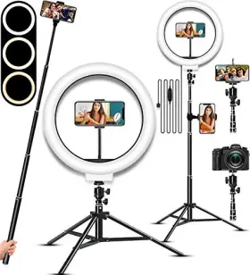 Gixiyidy 008678229945 Led Selfie Ring Light With Stand Circle Phone Holder Black