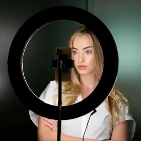 A-90000.wht-us Glamcor Galileo Pro Led Ring Light With Phone Clip Mount Stand Remote Carrybag Wht #2