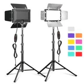 Gloshooting 736067395802 2 Pack Led Video Photography Lighting Kit With 54ftft Tripod Stand Dimmable 56
