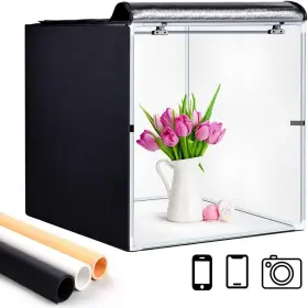 Glzwig 313033417463 Lightbox Glz 24x24 Inch Photo Light Box Shooting Tent Kit With Dimmable And