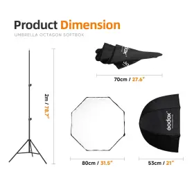 Godox 608065941919 Photo Studio 80cm 31.5in Portable Octagon Umbrella Softbox 190cm Light Stand #2