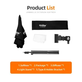Godox 608065941919 Photo Studio 80cm 31.5in Portable Octagon Umbrella Softbox 190cm Light Stand #3