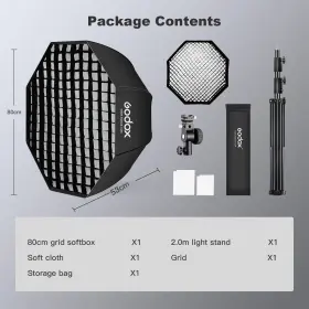 Godox 952344212783 31.5 Inch / 80cm Octagon Reflective Umbrella Grid Softbox 2m Light Stand Type-e H #3