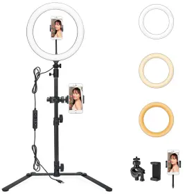 Injp-c3-0602070 Godox Lr120 12 Inch Led Ring Light With Desktop Stand And Cell Phone Holder Usb Pow