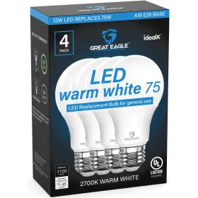 4a191227a Great Eagle Lighting Corporation A19 Led Bulbs 75 Watt Equivalent - Ul Listed Warm White 2700k 7