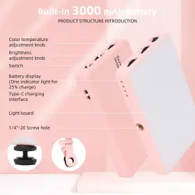 Greatlpt 753252415107 Selfie Light 120 Led 2500k-9000k Dimmable Cri 95 3000mah Rechargea #3