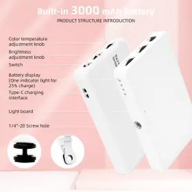 Greatlpt 753252415138 Selfie Light 120 Led 2500k-9000k Dimmable Cri 95 3000mah Rechargea #3