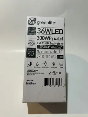 300w Greenlite 635279601353 36w Led Light Bulb 4pk Full Spectrum Equivalent 5000k Daylight 4500 Lumens