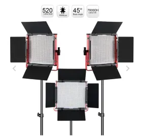 520-ls-r Gvm New Bi-color Led 3-panel Kit Set Red Barndoor Diffuser Carry Bag 520ls-r #2