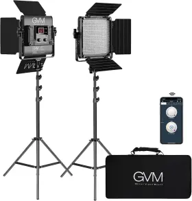 Gvm 744110513691 2 Pack Led Video Lighting Kits With App Control Variable 2300k 6800k