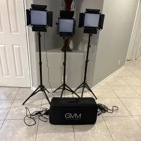 800d-rgb-2l Gvm 800d-rgb Led Light Panel 3 Kit Used