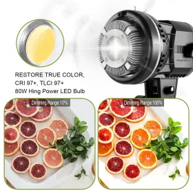 Gvm Great Video Maker 738628606419 80w Portable Led Light White 5600k Daylight Balanced Cri 9 #3